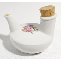 Keramiek wit olielampje met roze bloemen 